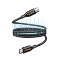 The 240W magnetic cable in High Gloss Black, coiled, lines showing the magnets that hold the coils, gold SCIGOLD lettering on the connectors